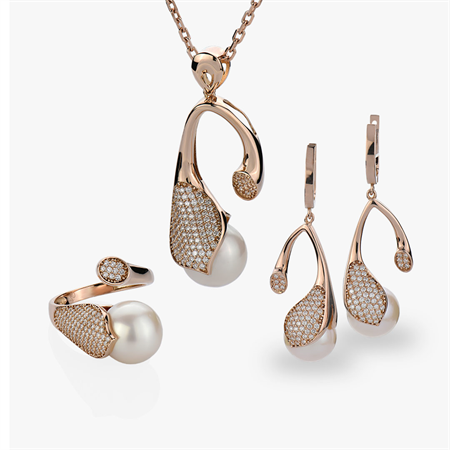 pearl-rose-gold-halfset-with-shiny-diamonds-and-pink-chain-14827-14828-14829 رم دسکتاپ دو کاناله 3200 مگاهرتز مدل RGB PRO ظرفیت 16 گیگابایت - تصویر 1